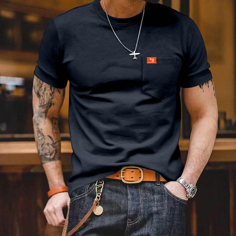 Plus Size Solid Color T-shirt Trendy Casual Short Sleeve Men - GOLD store