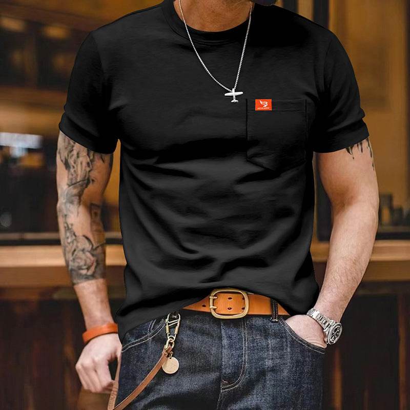 Plus Size Solid Color T-shirt Trendy Casual Short Sleeve Men - GOLD store