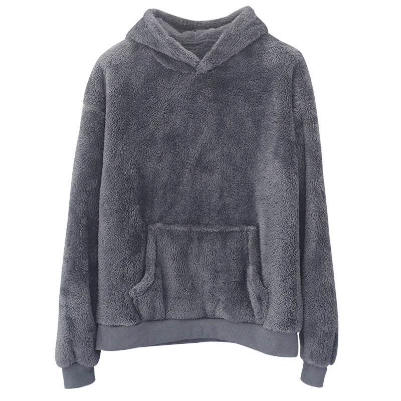 Double-sided Velvet Hooded Sweater Men's Plush Sweatshirt With Pockets - GOLD store