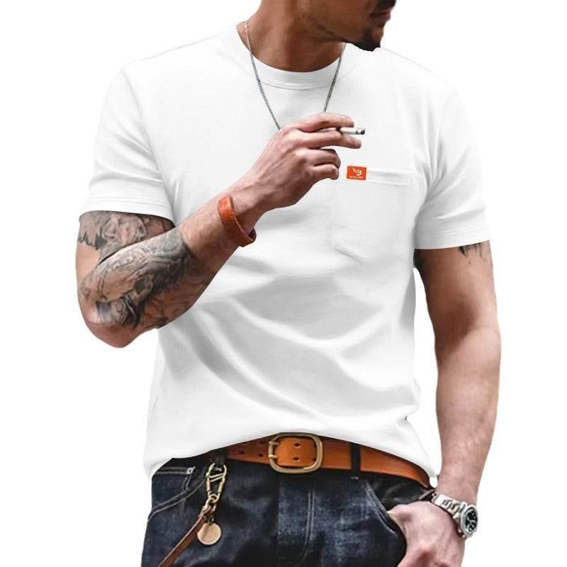 Plus Size Solid Color T-shirt Trendy Casual Short Sleeve Men - GOLD store