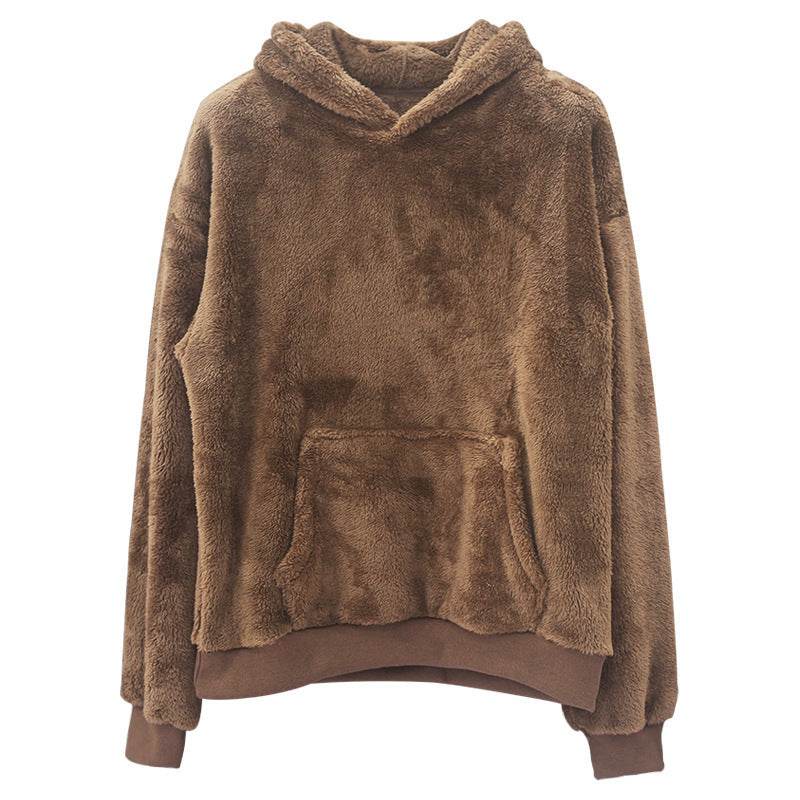 Double-sided Velvet Hooded Sweater Men's Plush Sweatshirt With Pockets - GOLD store