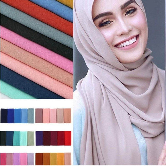 Monochrome Pearl Chiffon Bubble Scarf Headscarf - GOLD store