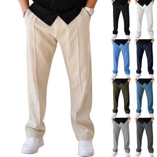 Men's Trousers Sports Casual Loose Straight Pants With Drawstring Design Clothing - GOLD store