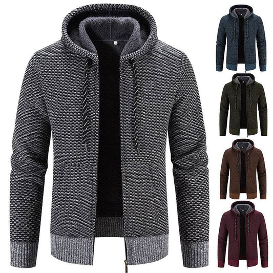 Winter Coat Zipper Closure Solid Color Long Sleeves Drawstring With Hat Keep Warm Casual Thicken Plush Sweater Coat For Daily - GOLD store