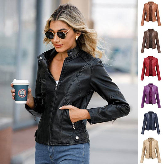 European And American Women's Leather Jackets - GOLD store