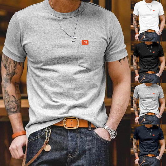 Plus Size Solid Color T-shirt Trendy Casual Short Sleeve Men - GOLD store